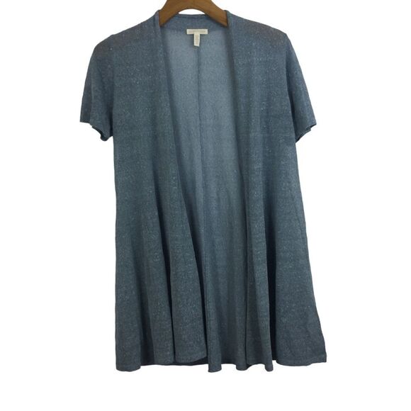 Eileen Fisher Womens Organic Linen Crepe Shimmer Long Cardigan Size Small - Picture 1 of 5
